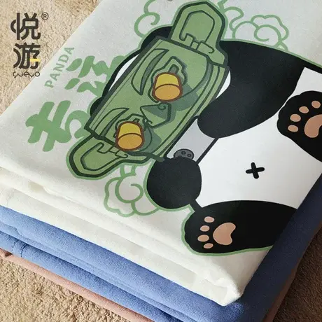 悦游 三星堆熊猫宽松款短袖T恤 2021原创潮流短袖T恤男女款图片