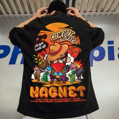 短袖t恤男衣服2025新款潮流嘻哈高街潮牌夏装潮胖子大码男装半袖图片