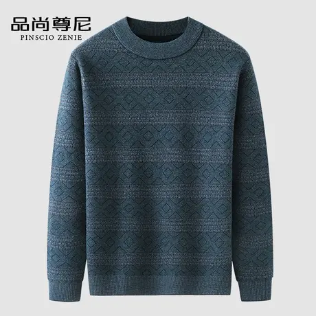 男士毛衣2022新款中老年爸爸装冬季加厚保暖民族风复古半高领线衣商品大图