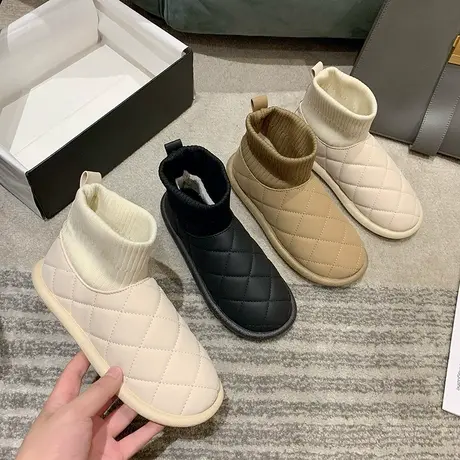 雪地靴女士冬季加绒棉鞋外穿奶呼呼面包鞋2024年新款平底保暖鞋子图片