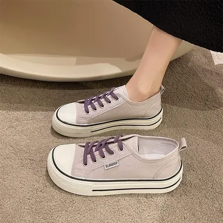 帆布鞋女夏季2024年新款薄款女鞋百搭设计感小众透气大头休闲板鞋商品大图