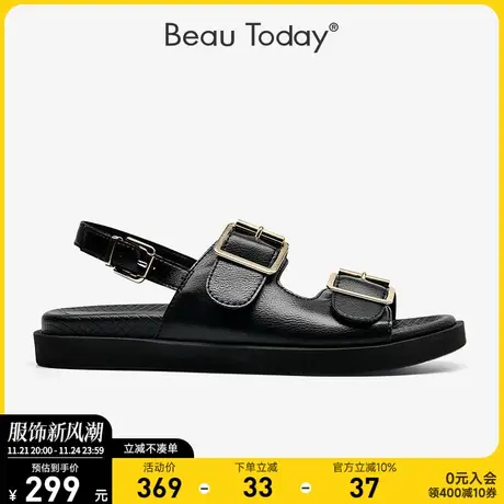 BeauToday凉鞋女2024年新款BT旅游凉鞋女罗马鞋女凉鞋一字带凉鞋图片