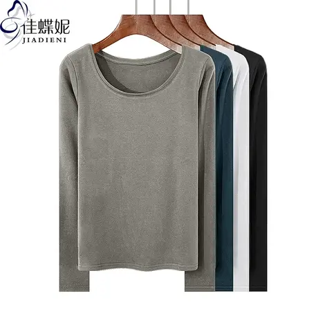 秋冬新款圆领纯欲修身显瘦纯色纯棉韩版长袖体恤上衣内搭女打底衫图片