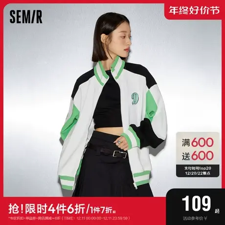 [大森]森马外套女华夫格2023春季新款休闲棒球服外套女春秋款外衣图片