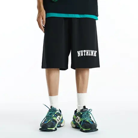 Nuthink国潮大码字母印花休闲短裤男潮ins潮流夏季oversize篮球裤商品大图