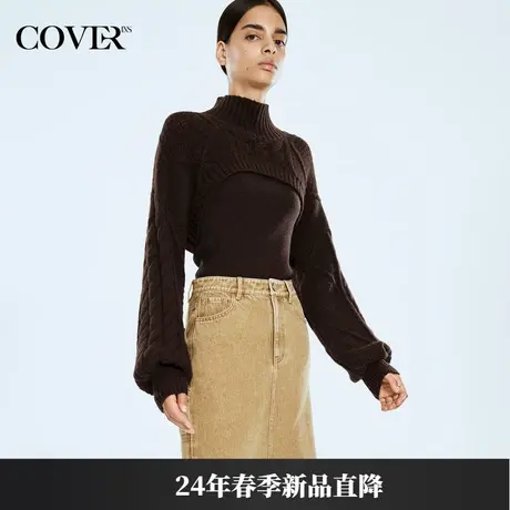 COVER2024春款时尚扭绳截短设计针织衫商品大图