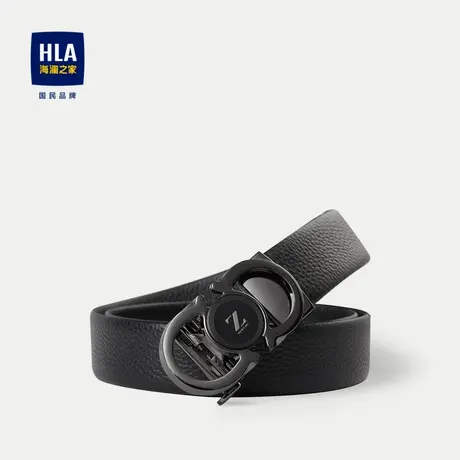 HLA/海澜之家头层牛皮皮带23新款自动扣商务合金扣头字母腰带男图片