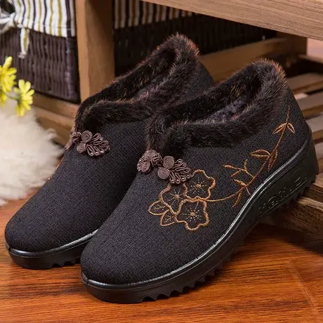 奶奶鞋冬老人棉鞋老北京布鞋女冬季2023冬天加绒女鞋老年人二棉鞋商品大图