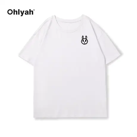 Ohlyah潮牌卡通兔子印花短袖情侣T恤女夏2023新款宽松设计感上衣图片