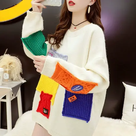 设计感小众毛衣女秋冬2023年新款洋气百搭宽松慵懒风加厚爆款上衣图片