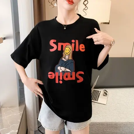 短袖t恤女装夏季2021年新款设计感小众纯棉半袖宽松百搭上衣ins潮商品大图