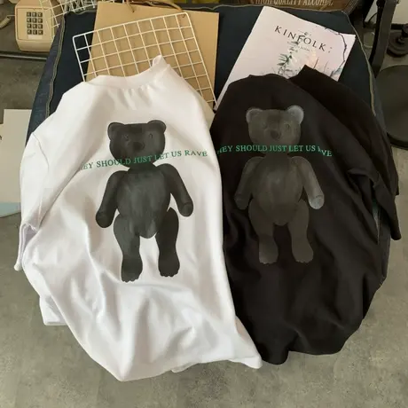 小熊短袖t恤女心机上衣暗黑系女装韩国东大门2023新款网红流行潮图片