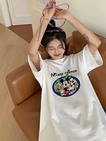 2023新款春夏季白色仿棉短袖T恤女宽松大码设计感小众上衣服ins潮图片