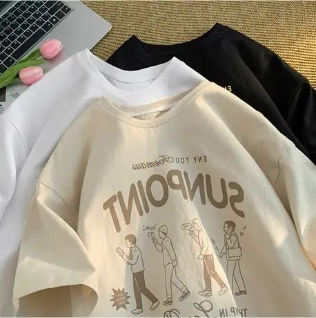 韩版chic大码夏季情侣t恤女oversize闺蜜装短袖ins潮纯棉半袖上衣商品大图