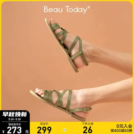 BeauToday2023夏季新款罗马绑带凉鞋女仙女风平底鞋时装凉鞋女鞋商品大图