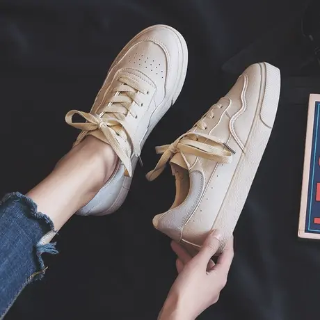百搭小白鞋女学生帆布鞋2020春季新款韩版智熏鞋复古平底网红板鞋商品大图
