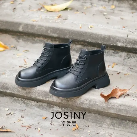 卓诗尼马丁靴女2023年秋冬秋款秋款中跟配裙短靴ins潮复古工装靴商品大图