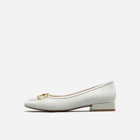 Nine West/玖熙2023年春夏新款单鞋女方头金扣羊皮低跟通勤女鞋图片