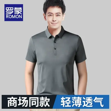 罗蒙短袖t恤男夏季薄款2023新款翻领冰丝polo衫男款中年体恤上衣图片