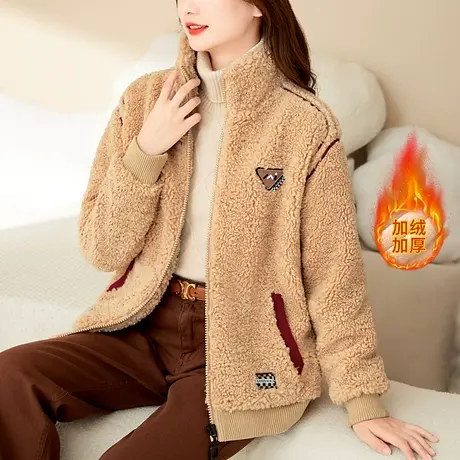 羊羔毛外套女秋冬2022新款时尚韩版加绒加厚卫衣开衫泰迪绒外衣服图片