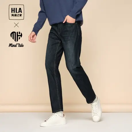 HLA/海澜之家中国心系列牛仔裤2023秋季新款舒适五袋款长裤男图片