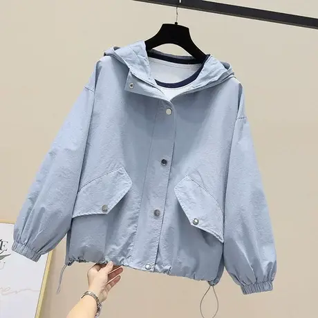 白色冲锋衣外套2023年新款女春秋休闲百搭棒球服韩版宽松风衣短款商品大图