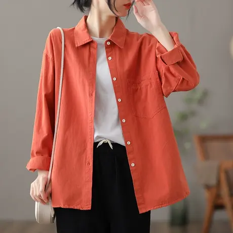 dza 文艺复古宽松纯棉衬衣女士2022春季新款漂亮气质衬衫百搭上衣图片