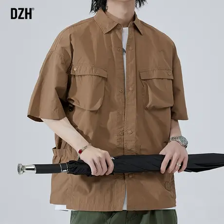 男生工装衬衫男短袖夏季休闲薄款男装2023新款半袖衬衣外套百搭潮商品大图