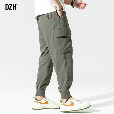 男士军绿色工装裤子男秋季潮牌运动裤宽松休闲裤2023年新款束脚裤商品大图