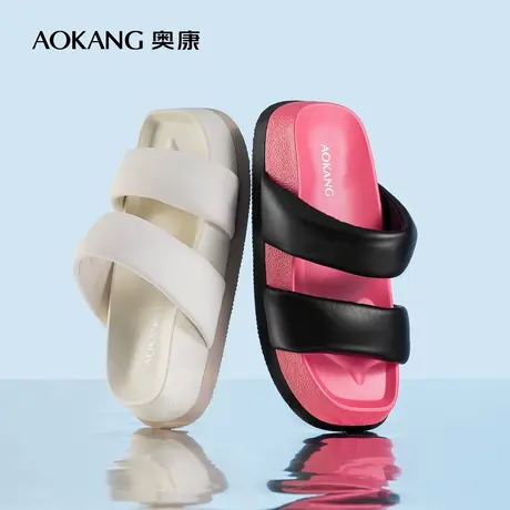 奥康女鞋 夏季新款时尚软底一字拖厚底海边沙滩女士凉拖鞋潮图片