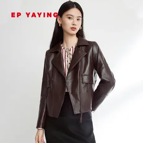 EP YAYING雅莹女装 哑光绵羊皮革机能皮衣外套 2023秋冬新款P103A图片