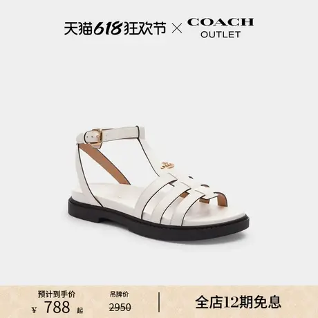 【新品】COACH/蔻驰奥莱女士FRANNY凉鞋平底质布真皮设计感高级感图片