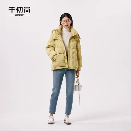 千仞岗纯色浪漫短款连帽羽绒服休闲保暖防寒外套品质通勤小个子I图片