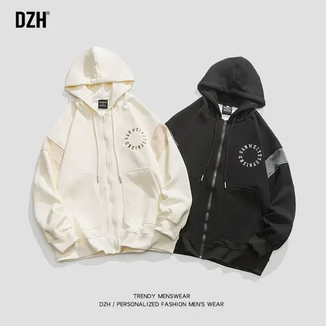 男士380g重磅开衫卫衣外套男春秋季宽松美式潮牌连帽上衣情侣帽衫商品大图