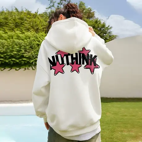 Nuthink美式街头字母连帽卫衣男宽松潮流加肥加大情侣装冬季外套商品大图