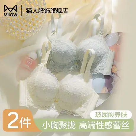 猫人内衣女士小胸聚拢显大收副乳提拉防下垂无钢圈性感蕾丝文胸罩商品大图