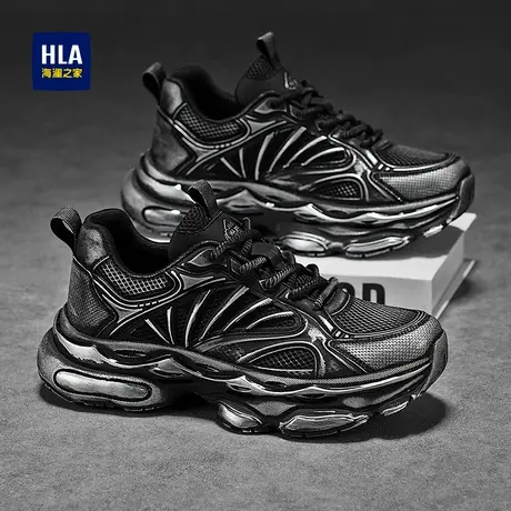 HLA/海澜之家男鞋2025秋季潮牌痞帅炸街休闲网面鞋厚底增高老爹鞋商品大图