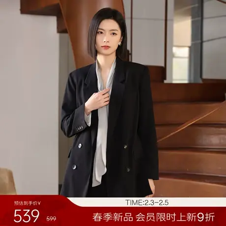 【2.3新品会员9折】衣香丽影黑色休闲西装外套女春装高级感西服商品大图