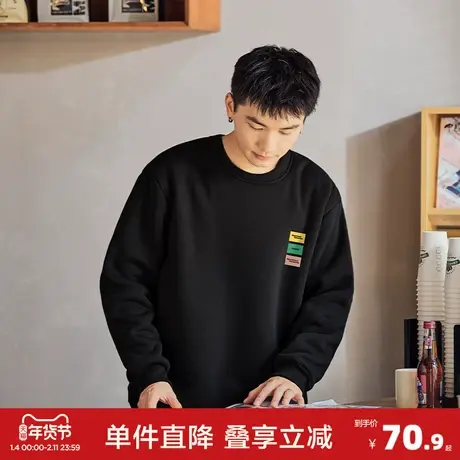 唐狮春秋季新款男卫衣男小细节印花圆领卫衣少年感潮宽松G图片