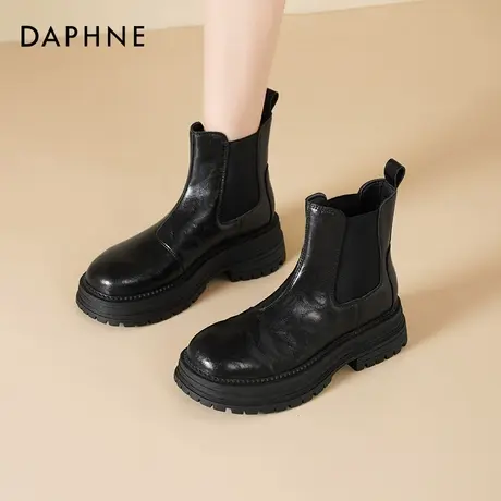达芙妮马丁靴女款2025新款冬季烟筒靴弹力切尔西女靴厚底短靴子女图片