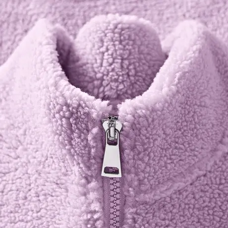 紫色拉链外套女加绒加厚秋冬上衣宽松开衫冬季2023新款冬装羊羔绒图片