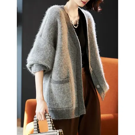 宝诗黎【新品价298元】V领慵懒宽松针织外套AIJ6002商品大图