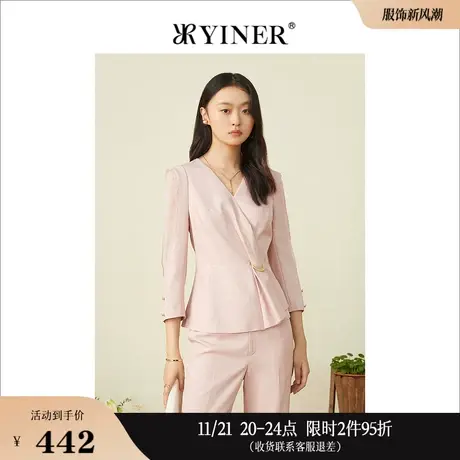 YINER音儿女装春季时尚不规则斜襟V领衬衫上衣商品大图