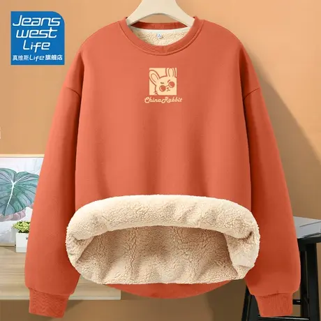 真维斯LIFE欧货卫衣2023爆款女上衣慵懒风外套加绒加厚秋冬新款商品大图