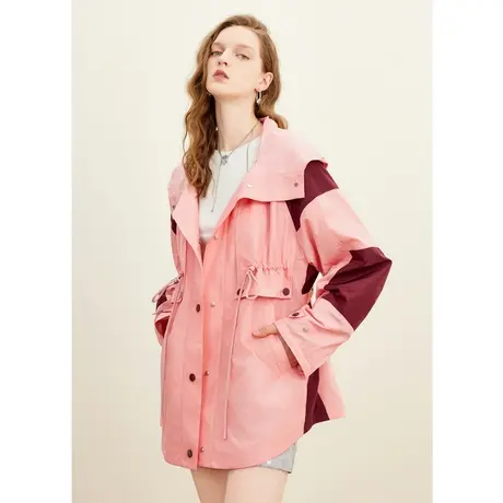 MISSCOCOON抽绳设计外套2022夏新款女装时尚活力运动风拼色风衣商品大图