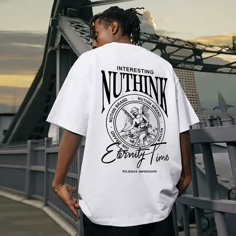 Nuthink加肥加大美式复古短袖男潮牌潮流t恤潮大码半袖夏季半截袖商品大图