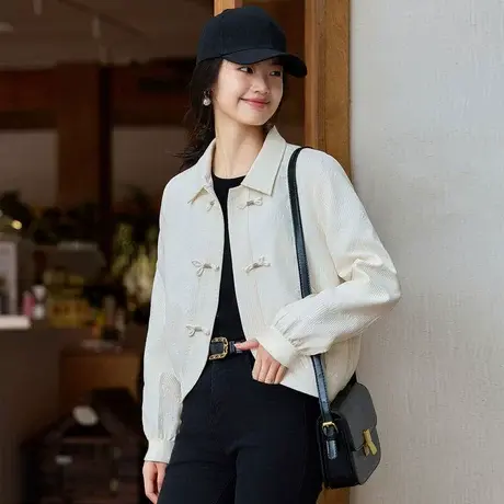 时尚气质长袖短外套2023年秋季新款淑女温柔宽松显瘦通勤百搭上衣商品大图