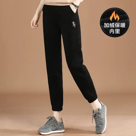 韩潮袭人松紧腰束脚加绒休闲裤女2023年冬季新款加厚显瘦哈伦卫裤图片