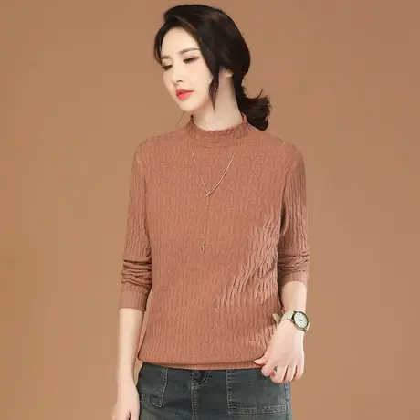 韩潮袭人气质半高领打底毛衣女2023冬季新款百搭显瘦针织衫上衣图片
