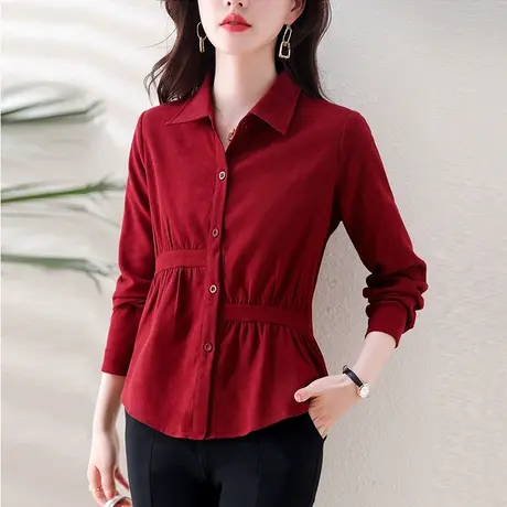 秋装女士衬衫2023秋季新款修身收腰显瘦外穿长袖衬衣气质小外套女商品大图